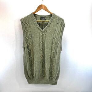 Lyle & Scott Scotland Men’s Large Combed Cotton Green Sweater Vest Grandpa golf